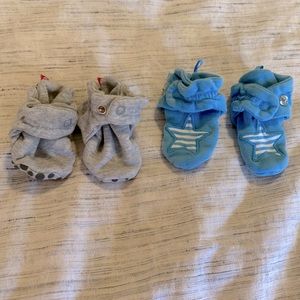 Zutano and Gymboree snap, baby booties - two pairs